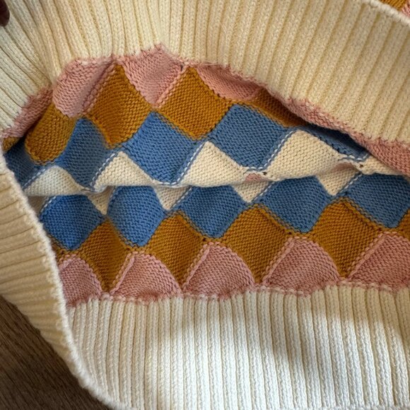 Kids Zara Argyle Sweater Size L Multicolor Knit Pullover - Picture 5 of 7